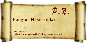 Purger Nikoletta névjegykártya